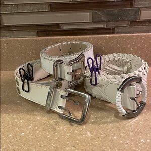 Trio of Women’s White Belts, Cute and stylish.